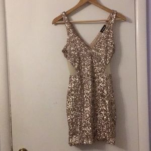 Gold Bebe sequins cocktail dress